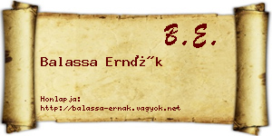 Balassa Ernák névjegykártya